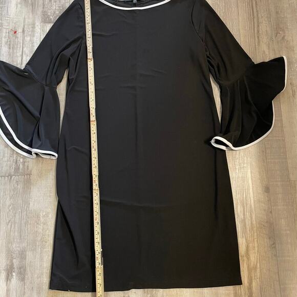 Nik And Nash Womens Dress Sz L Black Long Bell Sleeves Midi Boat Neck - Picture 4 of 11